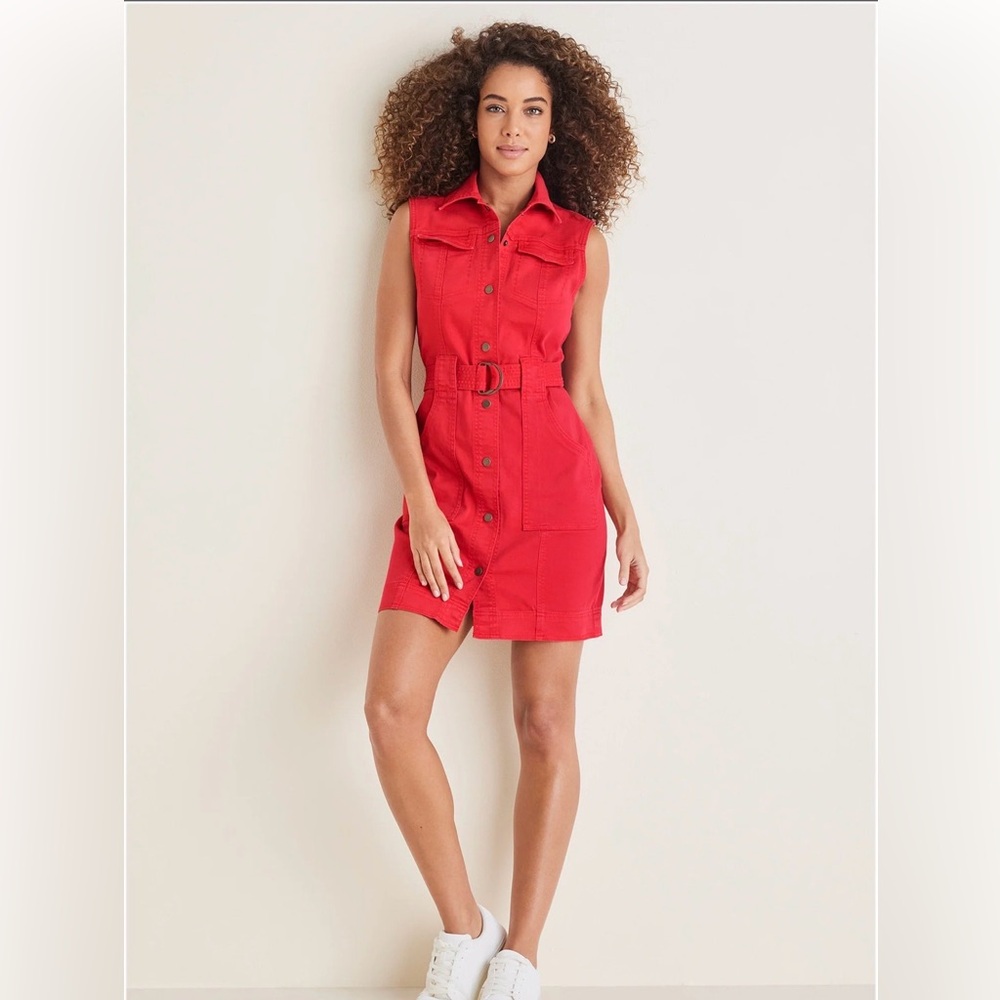 VENUS Vibrant Red Denim Dress
